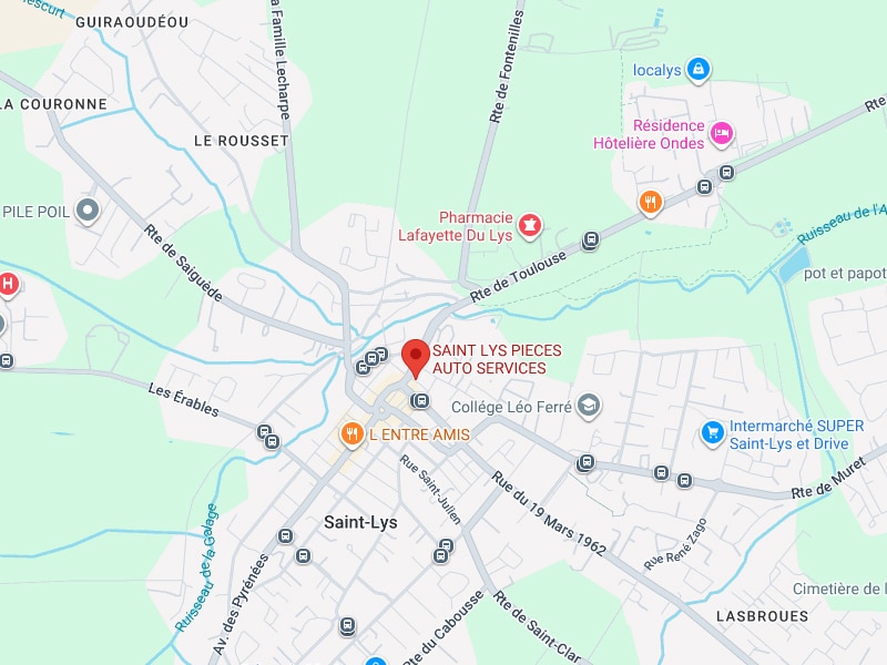 Plan de Saint-Lys : commerces et services de proximité Plan Google Maps de Saint-Lys avec localisation de Saint Lys Pieces Auto Services et commerces de proximité.